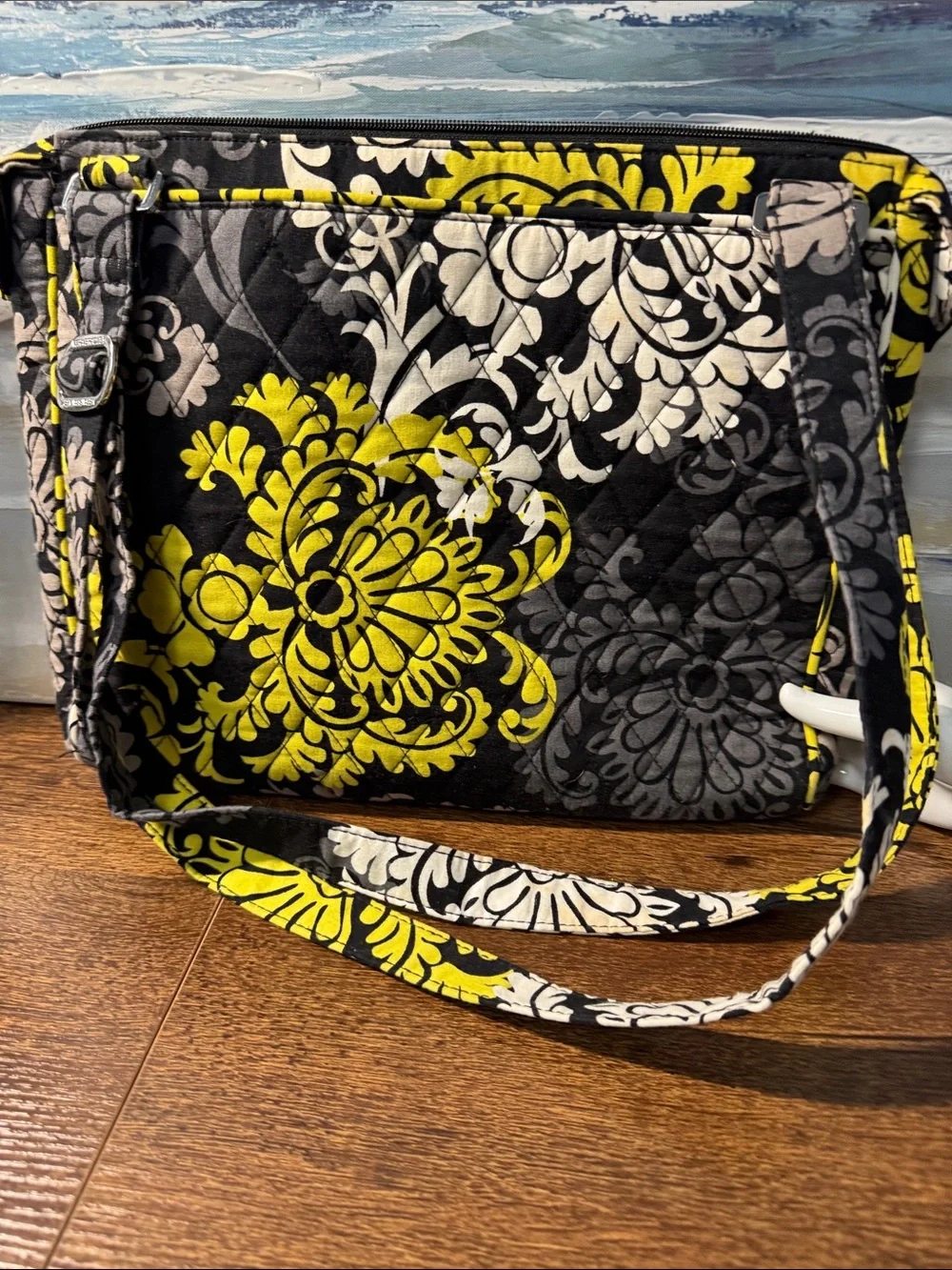Vera Bradley- Quilted Floral Organizer Tote - Yellow & Black